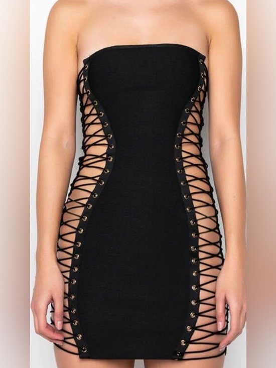 AKIRA Dresses & Skirts - Akira Black Bandage Lace Up Dress 🖤